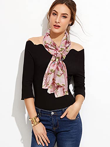 GERINLY Scarfs for Women Lightweight Floral Birds Print Scarves and Wraps for Autumn Season Lovely Shawl - Image 3