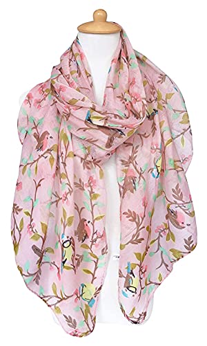 GERINLY Scarfs for Women Lightweight Floral Birds Print Scarves and Wraps for Autumn Season Lovely Shawl - Image 2