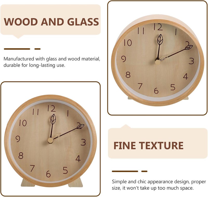 Wooden Desktop Mute Clock Stand 8-inch Simple Style Table Clock Decor for Office and Home Desk - Image 3