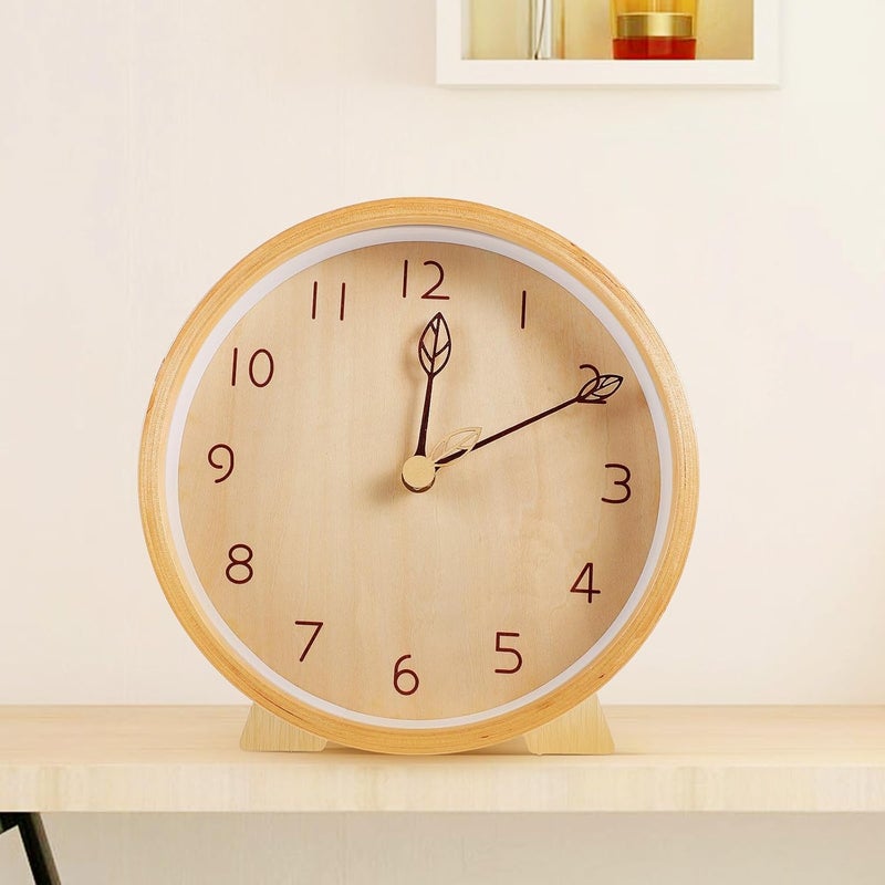 Wooden Desktop Mute Clock Stand 8-inch Simple Style Table Clock Decor for Office and Home Desk - Image 5