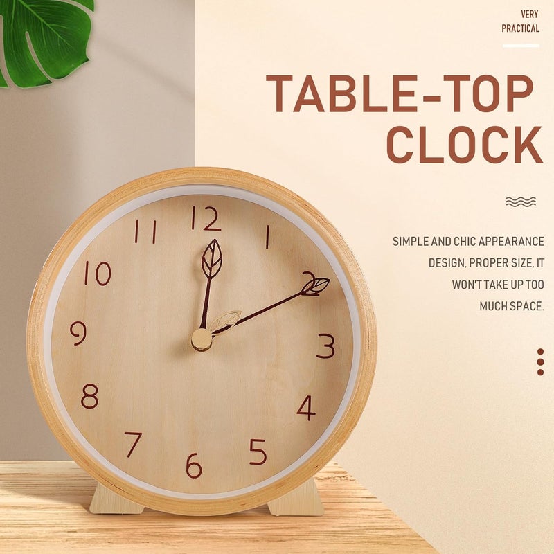 Wooden Desktop Mute Clock Stand 8-inch Simple Style Table Clock Decor for Office and Home Desk - Image 4