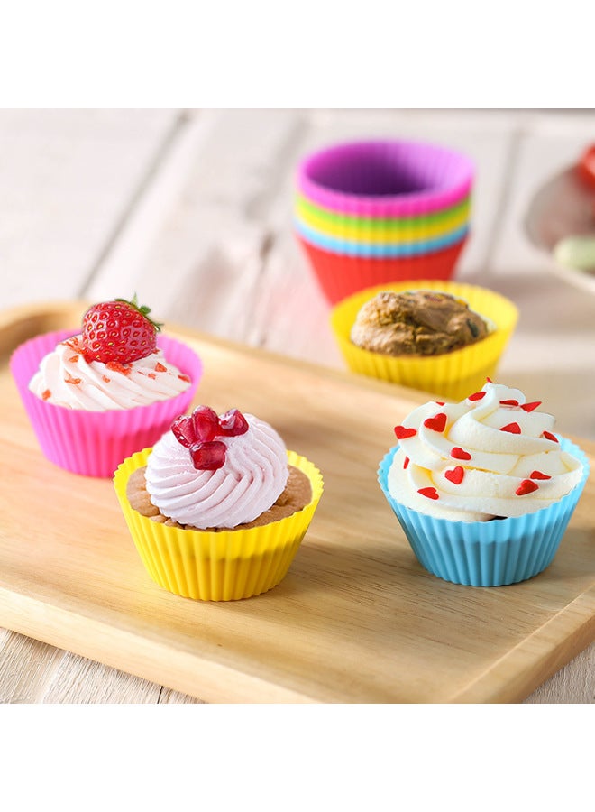 Xuan Juan Round Square Rectangular Silicone Cake Mold Candy Color Mafen Cup Muffin Baking Egg Cup Easy Demoulding-Specifications:Large Muffin Cake Cup (5G)-Color:Blue - Image 1