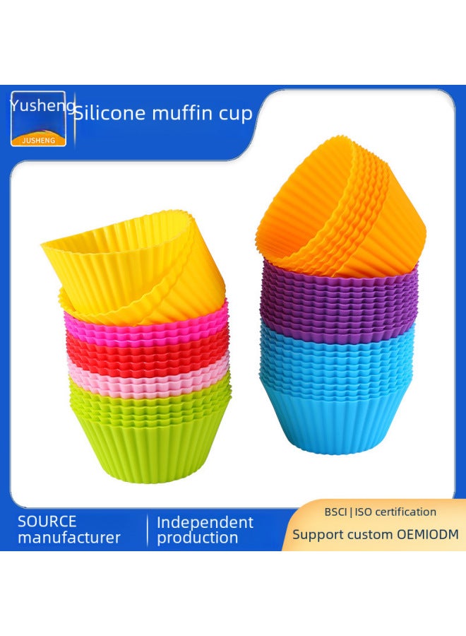 Xuan Juan Round Square Rectangular Silicone Cake Mold Candy Color Mafen Cup Muffin Baking Egg Cup Easy Demoulding-Specifications:Large Muffin Cake Cup (5G)-Color:Blue - Image 2