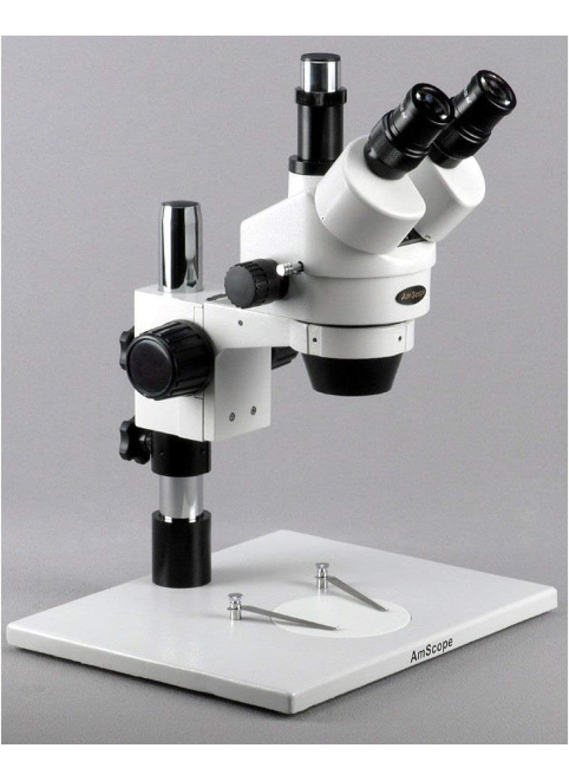 AmScope AmScope SM1TZ Professional Trinocular Stereo Zoom Microscope WH10x Eyepieces 35X90X Magnification 07X45X Zoom Objective Ambient Lighting Large PillarStyle Table Stand Includes 05X and 20X Barlow Lenses  - Image 2