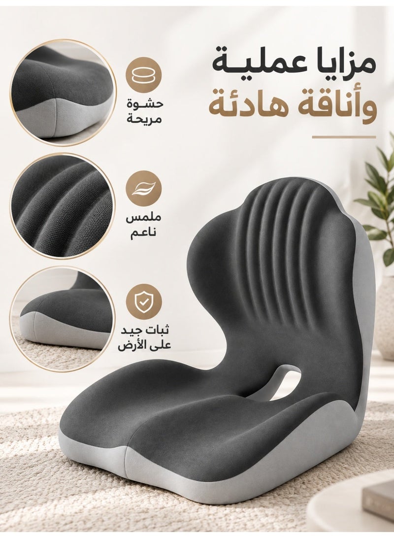 XiuWoo Memory Foam Seat Cushion with Lumbar Support, Ergonomic L-Shaped Car & Office Chair Cushion for Long Sitting, Orthopedic Coccyx Pillow for Sciatica & Back Pain Relief for Truck Drivers, Gaming & Home - Image 2
