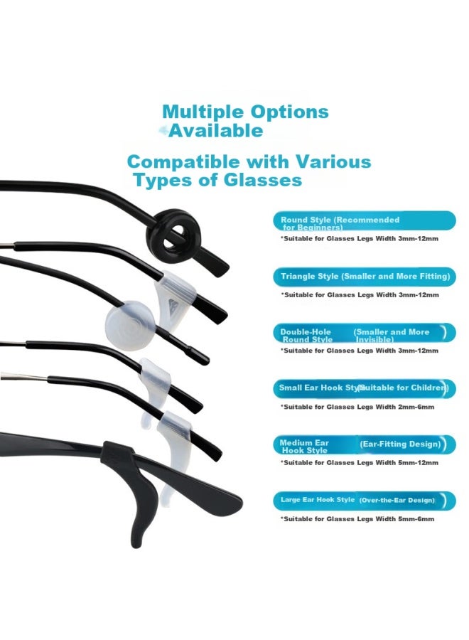 Oona Onna Eyeglass Anti-Slip Retainer Sports Ear Hooks Black 8 Pairs Medium Size - Image 2