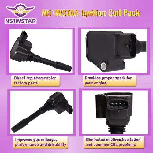 N51WSTAR IGNITION COIL PACK 000288233 SET OF 1 COMPATIBLE WITH MASERATI Ghibli S Q4 Ghibli S Ghibli Levante S Levante Quattroporte Quattroporte GTS 3.0T 3.8T/M156/M157 - Image 2