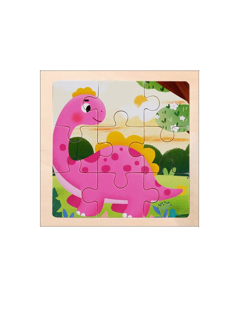 Children's Educational Wooden Cartoon Dinosaur Jigsaw Puzzles Suitable Gift Bag Pack - Image 1