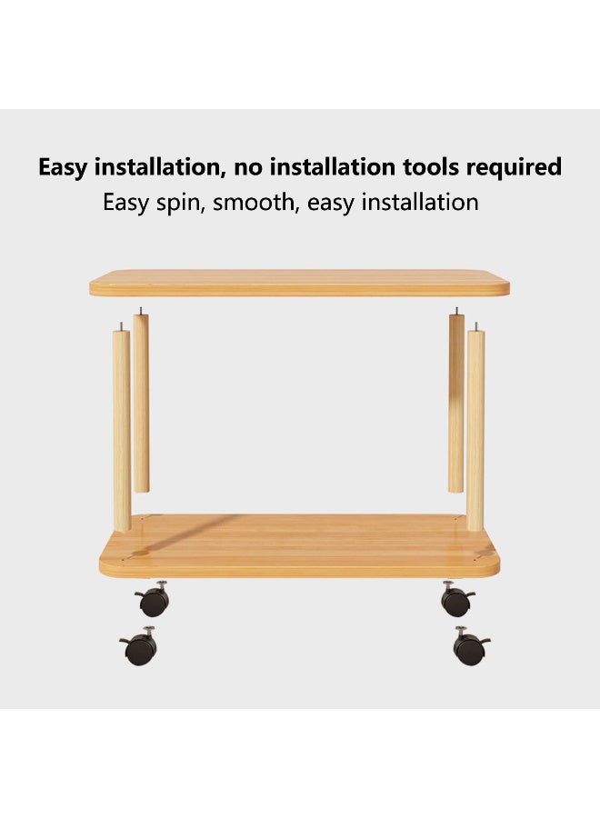 زيريفام طاولة جانبية زيرفام مع عجلات - طاولة نهاية متداولة من طبقتين ، طاولات قهوة غرفة المعيشة المتنقلة مناسبة كمكتب قهوة ، مكتب أو طاولات دراسة للأريكة وغرف المعيشة والدراسات.  (خشب الجوز) - Image 3