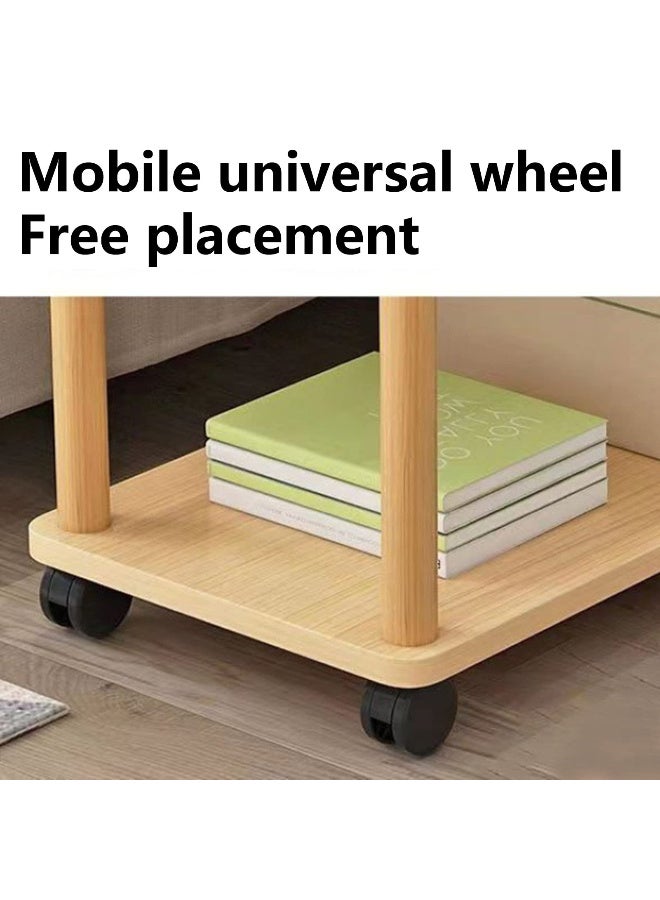 زيريفام طاولة جانبية زيرفام مع عجلات - طاولة نهاية متداولة من طبقتين ، طاولات قهوة غرفة المعيشة المتنقلة مناسبة كمكتب قهوة ، مكتب أو طاولات دراسة للأريكة وغرف المعيشة والدراسات.  (خشب الجوز) - Image 5