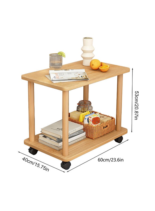 زيريفام طاولة جانبية زيرفام مع عجلات - طاولة نهاية متداولة من طبقتين ، طاولات قهوة غرفة المعيشة المتنقلة مناسبة كمكتب قهوة ، مكتب أو طاولات دراسة للأريكة وغرف المعيشة والدراسات.  (خشب الجوز) - Image 2