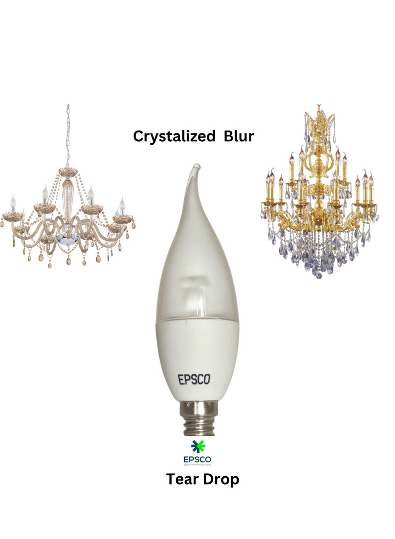 EPSCO Teardrop bulb 5 Watt WHITE - for Chandeliers - E14 - Image 3