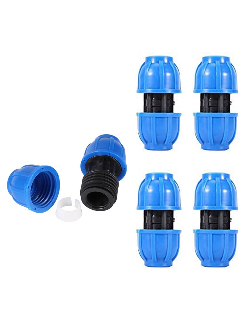 Excefore Water Pipe Connector, 5 Pcs PE Plastic 20 mm to 20 mm Straight Pipe Connection Adapter, Quick Connect Hose End Connector Kit for Water Gun and Pipe - Image 1