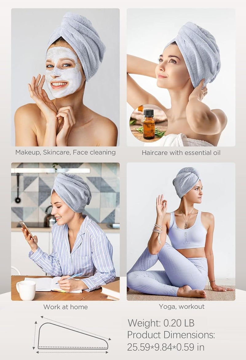 Hicober Microfiber Hair Towel, 3 Packs Hair Turbans for Wet Hair, Drying Hair Wrap Towels for Curly Hair Women Anti Frizz(Purple, Blue, Grey) - Image 5