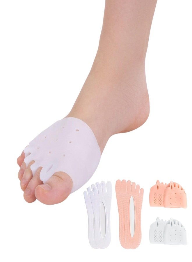Yikeshu Toe Separators for Women, Ball of Foot Cushions & Toe Socks Women, Metatarsal Pads Easy Comforts, Silicone Toe Separators Suitable for All Types of Shoes (2 Pairs Forefoot Pad & 2 Pairs Toe Socks) - Image 1