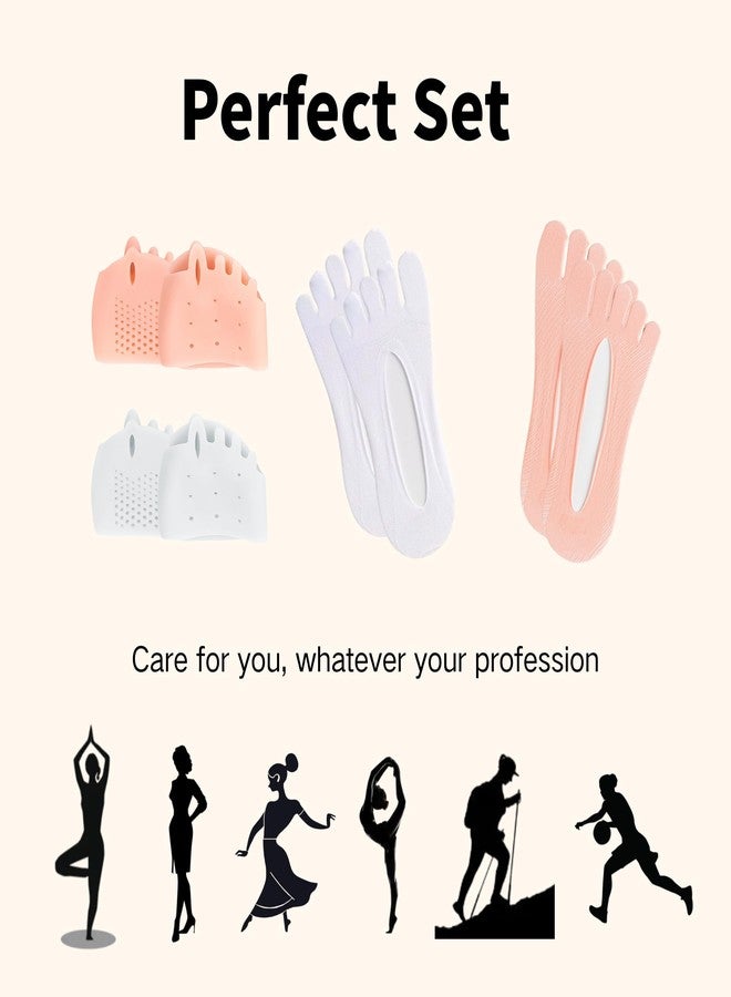 Yikeshu Toe Separators for Women, Ball of Foot Cushions & Toe Socks Women, Metatarsal Pads Easy Comforts, Silicone Toe Separators Suitable for All Types of Shoes (2 Pairs Forefoot Pad & 2 Pairs Toe Socks) - Image 3