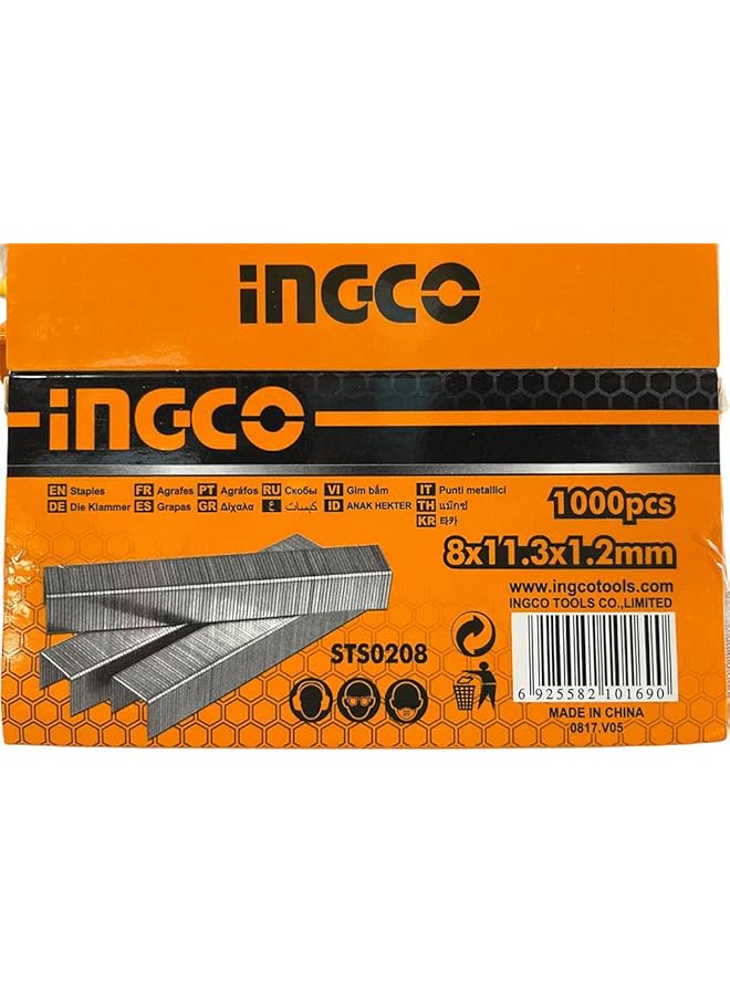 INGCO Sts0208 Staples 1000 Pieces 08 Mm X 1.2 Mm Box Size - Image 2