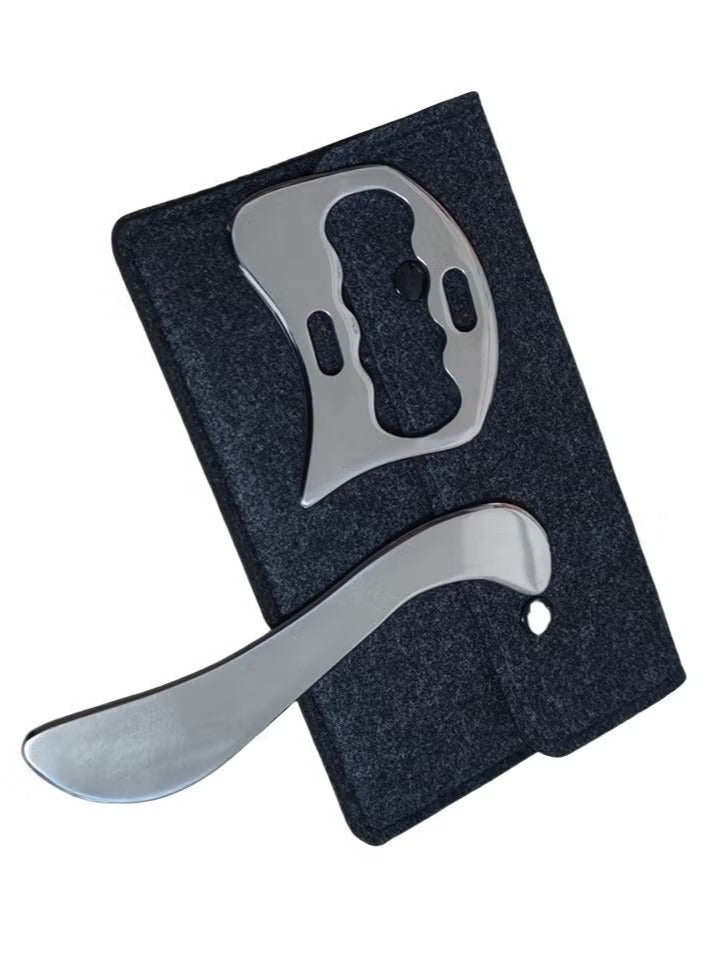 general Stainless Steel Gua Sha Scraping Massage Tool Muscle Scraper Soft Tissue Mobilization Physical Therapy for Back Legs Arms (2 PCS) - Image 1