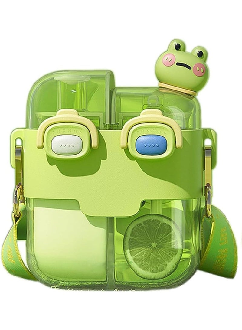 18oz Kids Water Bottle with Straw, Two-Layer Large Capacity Drink Cup for Boys and Girls, Cute School and Outdoor Travel Bottle, PP and PC Material (Lime Green) - Image 1