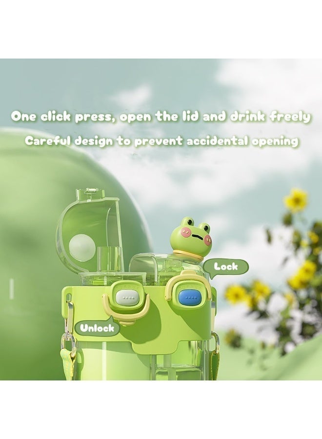 18oz Kids Water Bottle with Straw, Two-Layer Large Capacity Drink Cup for Boys and Girls, Cute School and Outdoor Travel Bottle, PP and PC Material (Lime Green) - Image 4