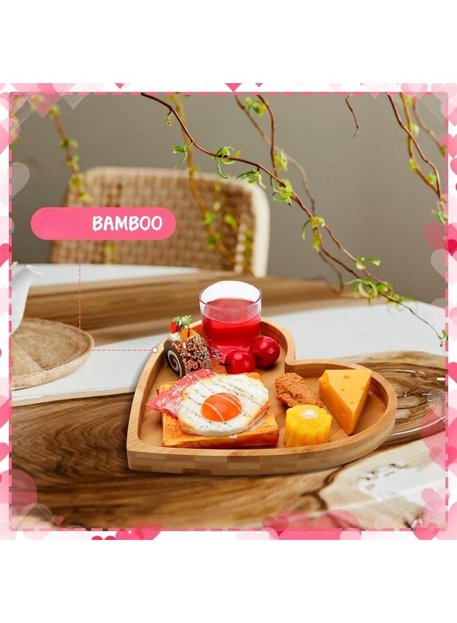 2 Pcs Heart/Maple Shaped Bamboo Serving Tray Paw Pumpkin Snack Platter with Grooves Claw Heart Candy Dish Bowl Gifts for Valentine's Day Dog Birthday Party Supplies (Size : XING) - Image 3