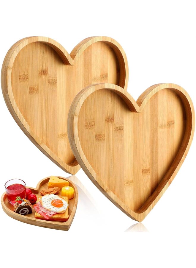 2 Pcs Heart/Maple Shaped Bamboo Serving Tray Paw Pumpkin Snack Platter with Grooves Claw Heart Candy Dish Bowl Gifts for Valentine's Day Dog Birthday Party Supplies (Size : XING) - Image 1