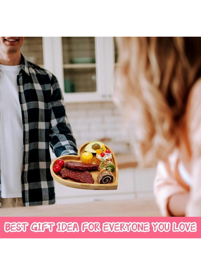 2 Pcs Heart/Maple Shaped Bamboo Serving Tray Paw Pumpkin Snack Platter with Grooves Claw Heart Candy Dish Bowl Gifts for Valentine's Day Dog Birthday Party Supplies (Size : XING) - Image 2