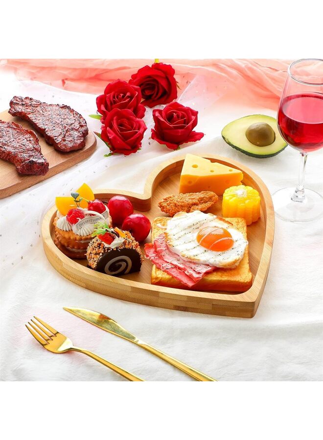 2 Pcs Heart/Maple Shaped Bamboo Serving Tray Paw Pumpkin Snack Platter with Grooves Claw Heart Candy Dish Bowl Gifts for Valentine's Day Dog Birthday Party Supplies (Size : XING) - Image 5