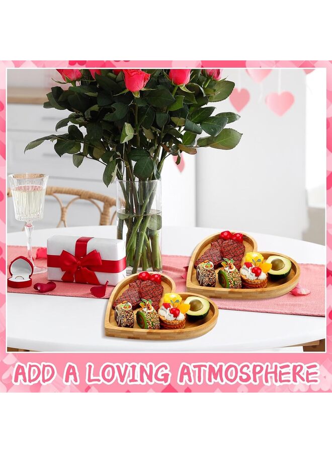 2 Pcs Heart/Maple Shaped Bamboo Serving Tray Paw Pumpkin Snack Platter with Grooves Claw Heart Candy Dish Bowl Gifts for Valentine's Day Dog Birthday Party Supplies (Size : XING) - Image 4