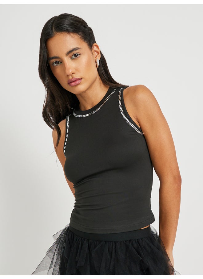 Take Two Take Two Embellished Round Neck Sleeveless Top  - Image 1