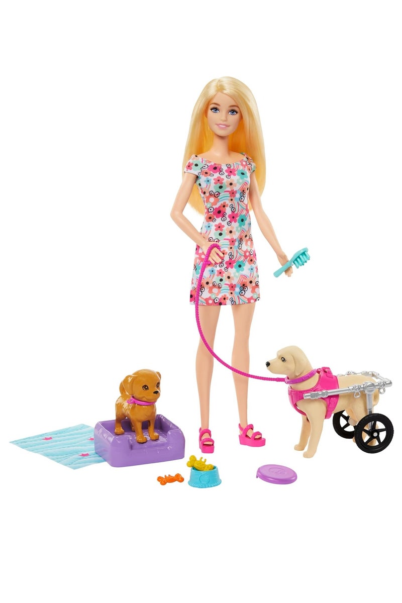 باربي دمية مع جرو لعبة وكلب على كرسي متحرك، بالإضافة إلى ملحقات الحيوانات الأليفة - Image 5