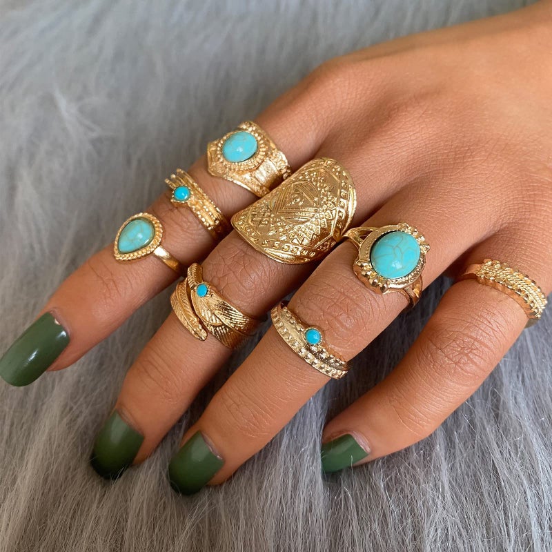 17mile 17 MILE 82 Pcs Vintage Gold Knuckle Rings Set for Women, Bohemian Stackable Joint Finger Rings, Retro Stone Crystal Stacking Midi Rings Pack (Gold) - Image 3