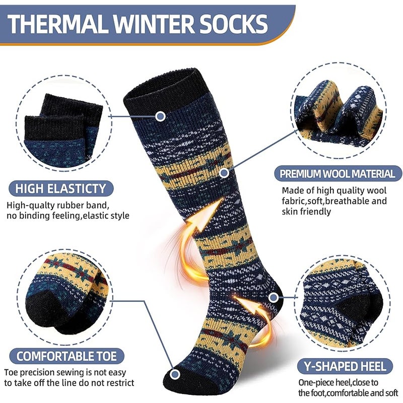 Eyean Women's Knee High Wool Socks Winter Thick Thermal Soft Comfy Over Knee Long High Socks 2 Pairs - Image 5
