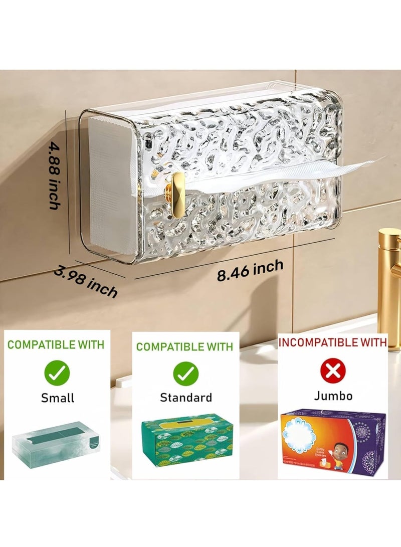 TRASSLE Acrylic Tissue Box Holder Wall Mounted,Transparent Tissue Dispenser with Cover,Drill Free, Self Adhesive, Tissue Storage for Bathroom Bedroom, Vanity,Kitchen, Living room,Office - Image 5