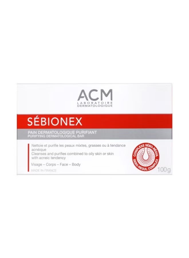 Sebionex Purifying Dermatological Bar, 100g – Cleansing Bar for Oily & Acne-Prone Skin