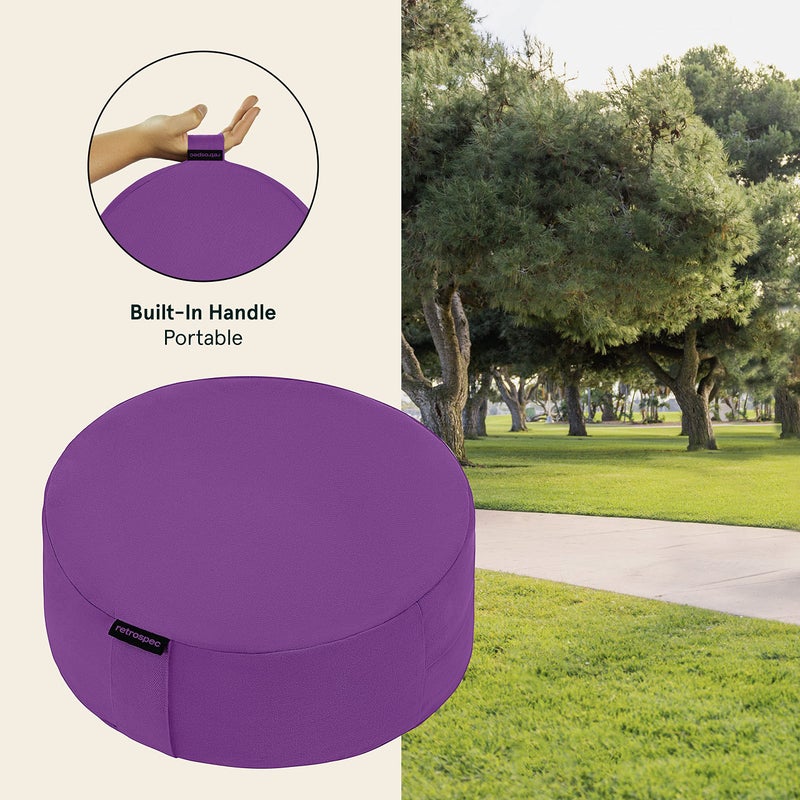 Retrospec Sedona Zafu Meditation Cushion & Floor Pillow with Buckwheat Hulls - Adjustable Yoga Accessory for Women - 13in Round Cotton Seat with Handle & Washable Cover - Image 3