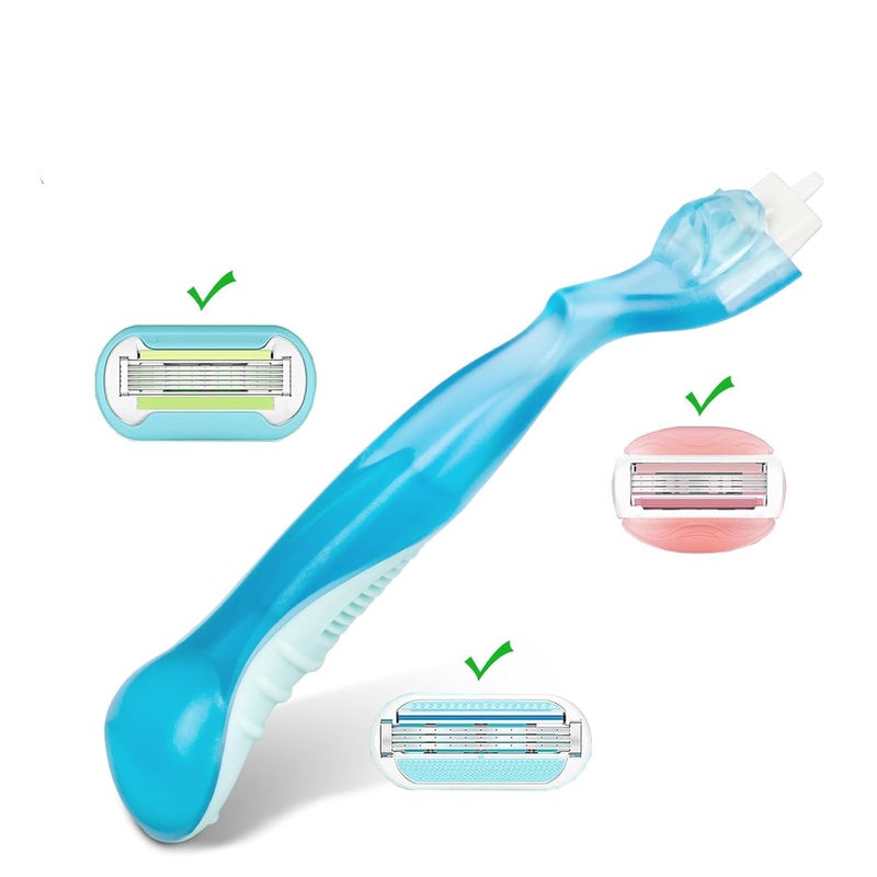 VANEST Replacement Handle Compatible with Gillette Venus, Comfort Glide Razor Handle Non-slip Ergonomic Handles for Women (Blue) - Image 2