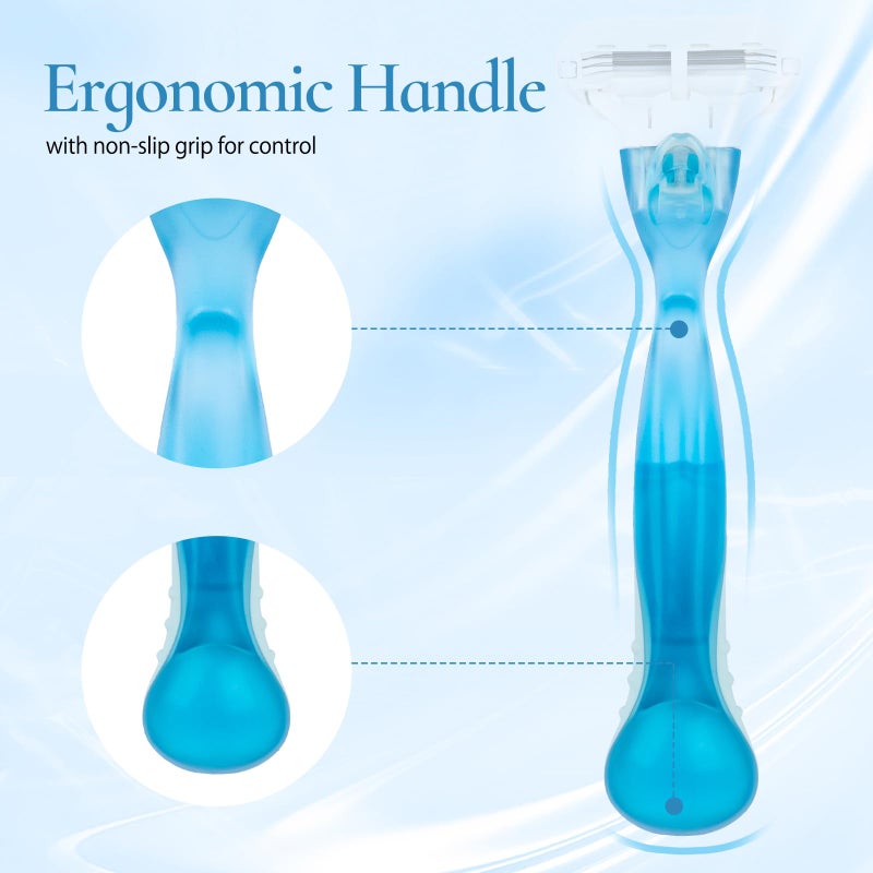 VANEST Replacement Handle Compatible with Gillette Venus, Comfort Glide Razor Handle Non-slip Ergonomic Handles for Women (Blue) - Image 3