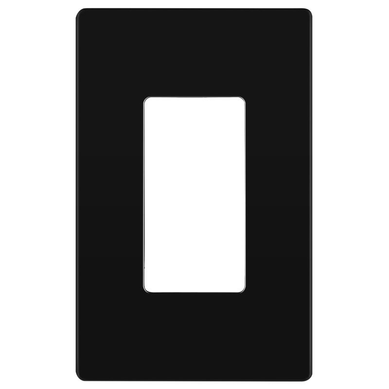 LIDER Decorator Wall Plate, Temperature and Impact Resistant UL Listed, Polycarbonate Thermoplastic, Matte Finish, Screwless Switch Cover for Modern Decoration, Mid-Size 1-Gang 4.88" x 3.11", Black - Image 1