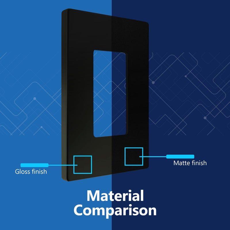 LIDER Decorator Wall Plate, Temperature and Impact Resistant UL Listed, Polycarbonate Thermoplastic, Matte Finish, Screwless Switch Cover for Modern Decoration, Mid-Size 1-Gang 4.88" x 3.11", Black - Image 3