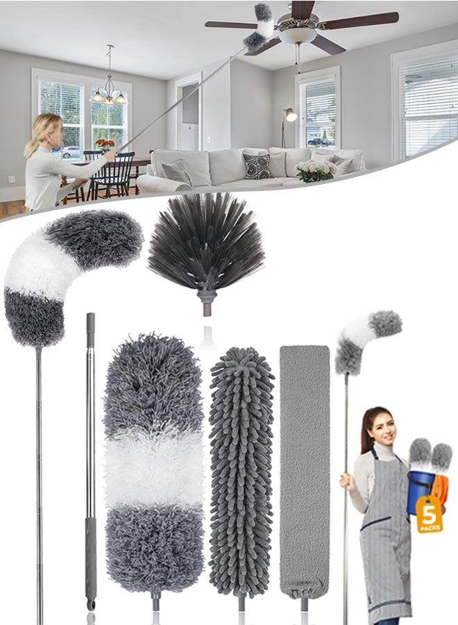 Eoptify Microfiber Feather Duster with 100-Inch Extendable Pole, Removable & Washable Head, Scratch-Resistant Hat for Home, Office, and Car Cleaning - Image 1