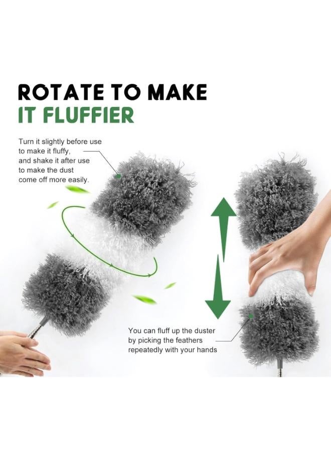 Eoptify Microfiber Feather Duster with 100-Inch Extendable Pole, Removable & Washable Head, Scratch-Resistant Hat for Home, Office, and Car Cleaning - Image 2