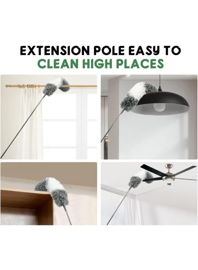 Eoptify Microfiber Feather Duster with 100-Inch Extendable Pole, Removable & Washable Head, Scratch-Resistant Hat for Home, Office, and Car Cleaning - Image 4