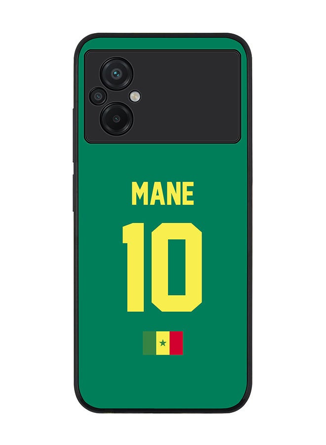 Stylizedd Rugged Black edge case for Xiaomi Poco M5 Slim fit Soft Case Flexible Rubber Edges Anti Drop TPU Gel Thin Cover - Football Team - Senegal Player Name - Mane - Image 1