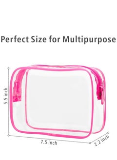 KASTWAVE Hand Bag Clear Makeup Bags Clear Cosmetics Bag Transparent Tote Bag Thick PVC Zippered Toiletry Carry Pouch Waterproof Makeup Artist Large Bag Diaper Shoulder Bag Beach Bag  - Image 3
