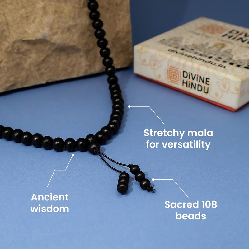 Divine Hindu Karungali Stretchable Mala 108 Beads for All - Image 3
