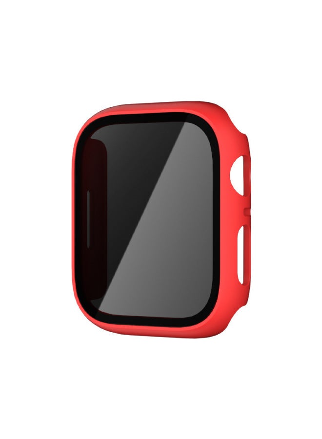 Suitable For Apple For Iphone876 Watch Anti-peep Case IWatch4541mm Tempered Case Film Integrated Protective Case-Color:Red-Exterior Dimension:44mm