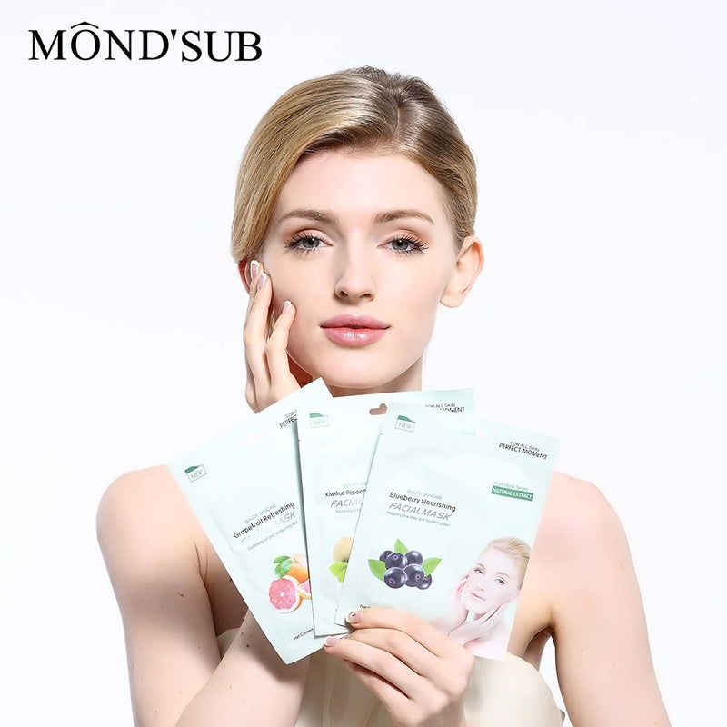 Mond'sub MONDSUB GrapeFruit Beauty Skin Care Face sheet Facial Mask with Natural Extract Oil Controlling Awakening and Refreshing Skin 25gm each for Women and Men Pack of 9 - Image 4