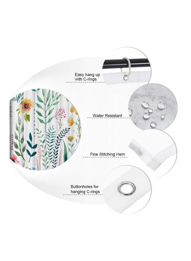 NIBEMINENT Polyester Printed Shower Curtain With Hanging Hooks White/Green/Pink 71x71inch - Image 4