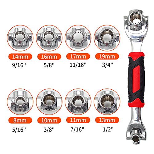 Nifogo Vency Tiger wrench 48 in 1 Swivel Head Multi Tool Spanne Tools Socket Works with Spline Bolts Multifunction PassTorx 360 Degree 6-Point Universal Furniture Car Repair, Hex end (black) - Image 3
